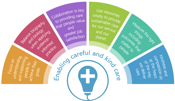 Enabling careful and kind care diagram
